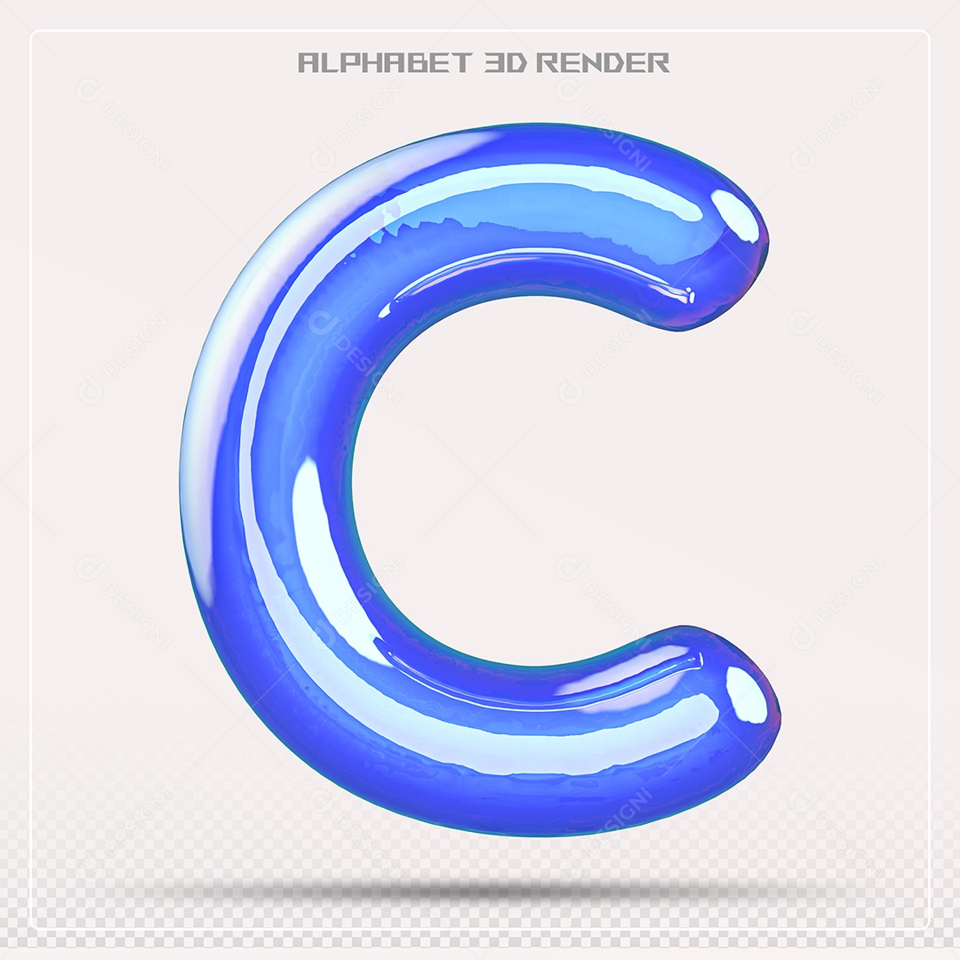 Alfabeto Letra C Azul Elemento 3D Para Composição PSD