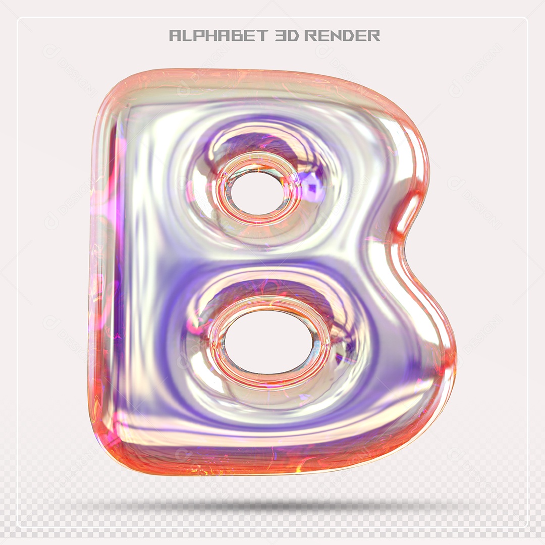 Alfabeto Letra B Colorido Elemento 3D Para Composição PSD