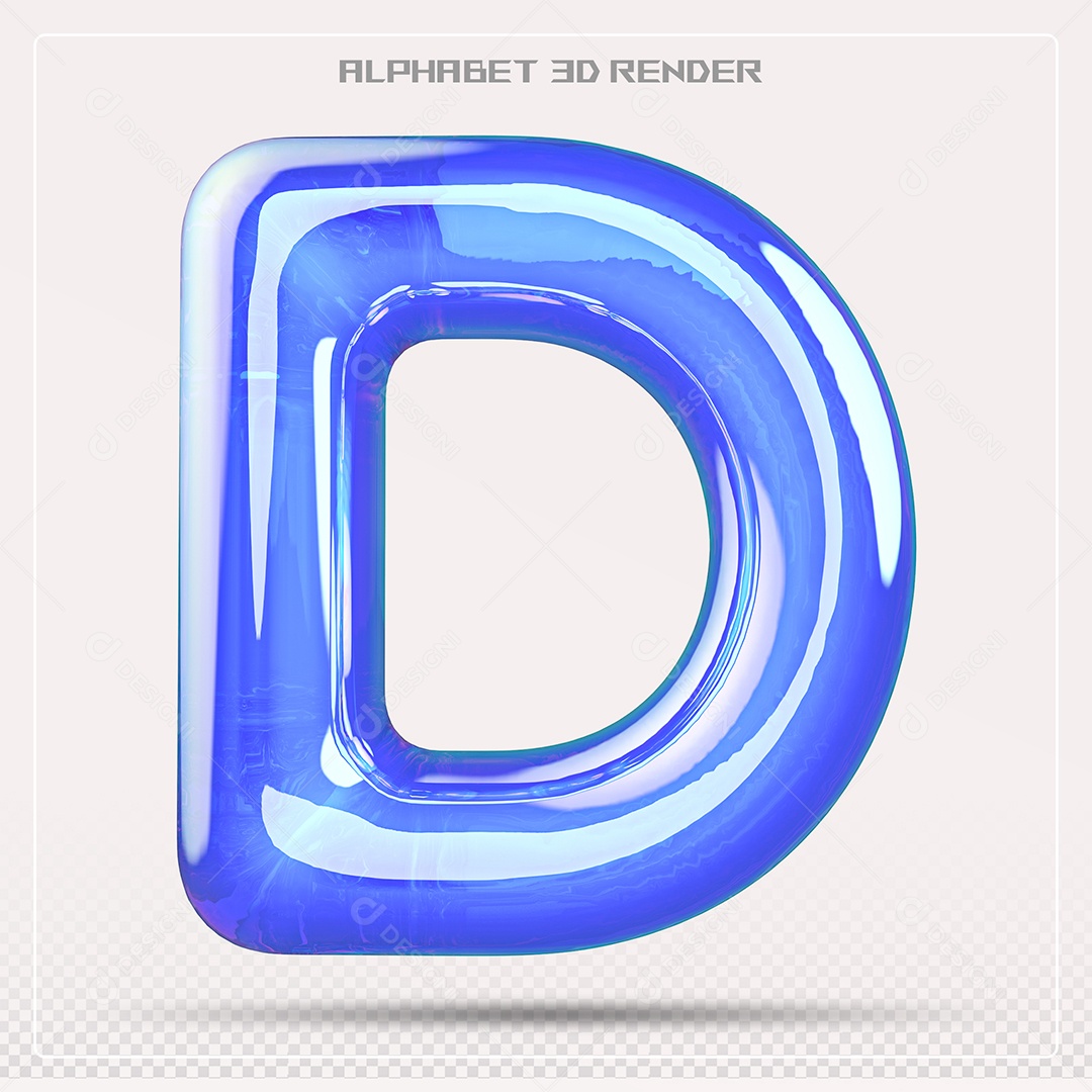 Alfabeto Letra D Azul Elemento 3D Para Composição PSD