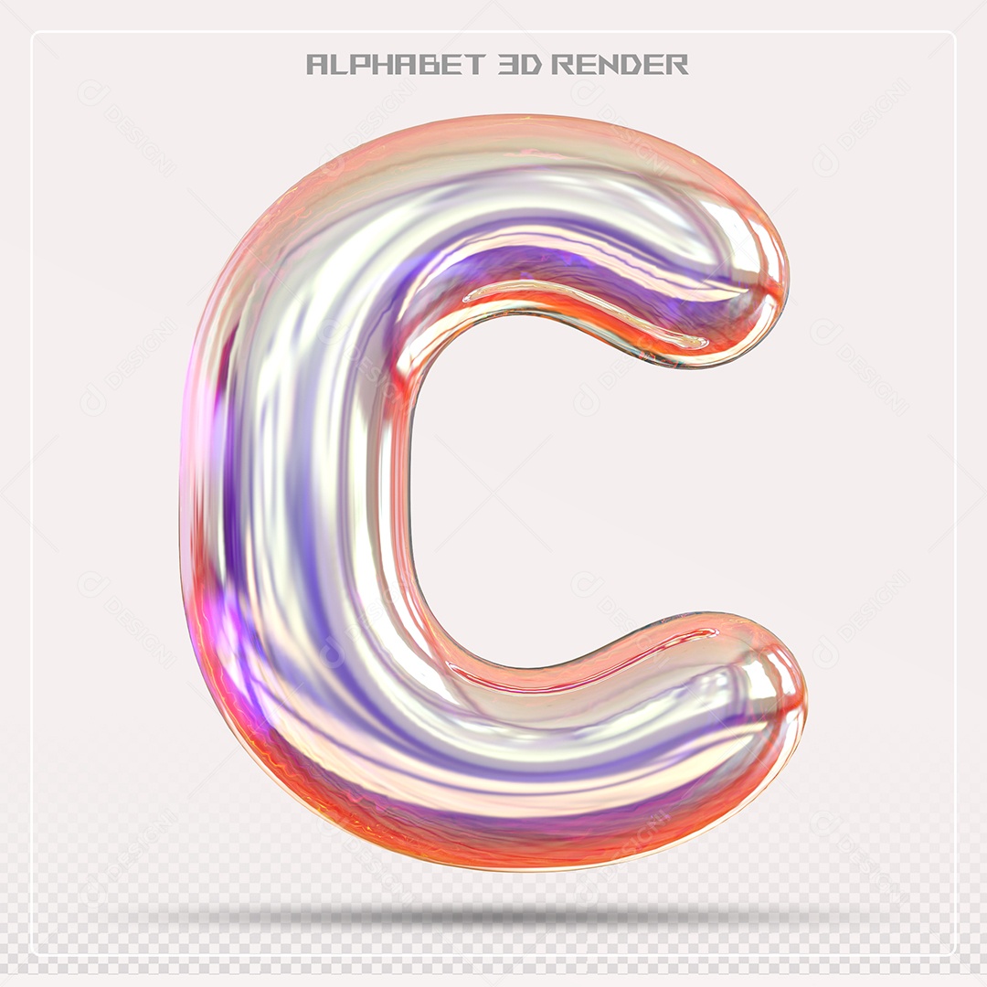 Alfabeto Letra C Colorido Elemento 3D Para Composição PSD