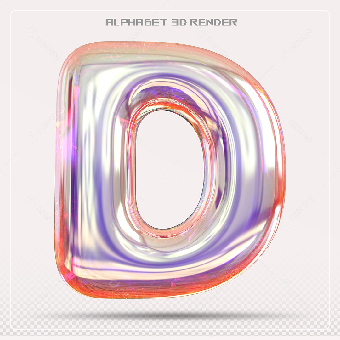 Alfabeto Letra D Colorido Elemento 3D Para Composição PSD