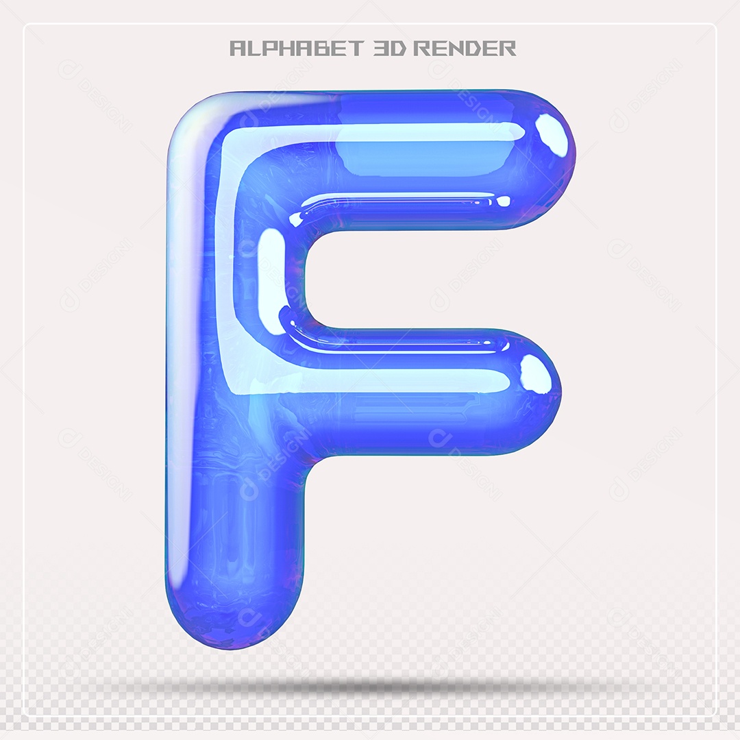 Alfabeto Letra F Azul Elemento 3D Para Composição PSD