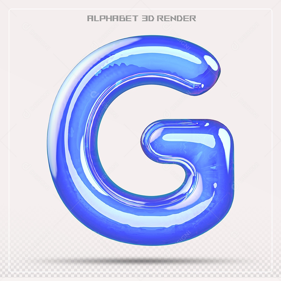 Alfabeto Letra G Azul Elemento 3D Para Composição PSD