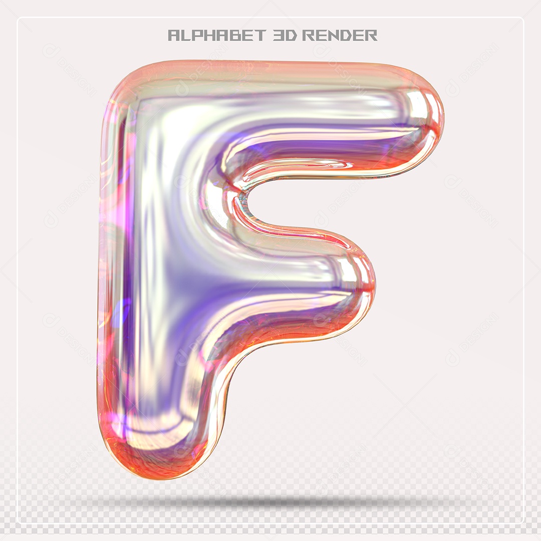 Alfabeto Letra F Colorido Elemento 3D Para Composição PSD