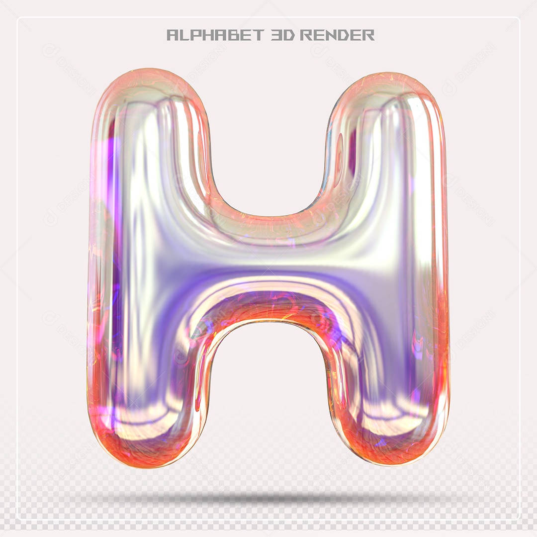 Alfabeto Letra H Colorido Elemento 3D Para Composição PSD