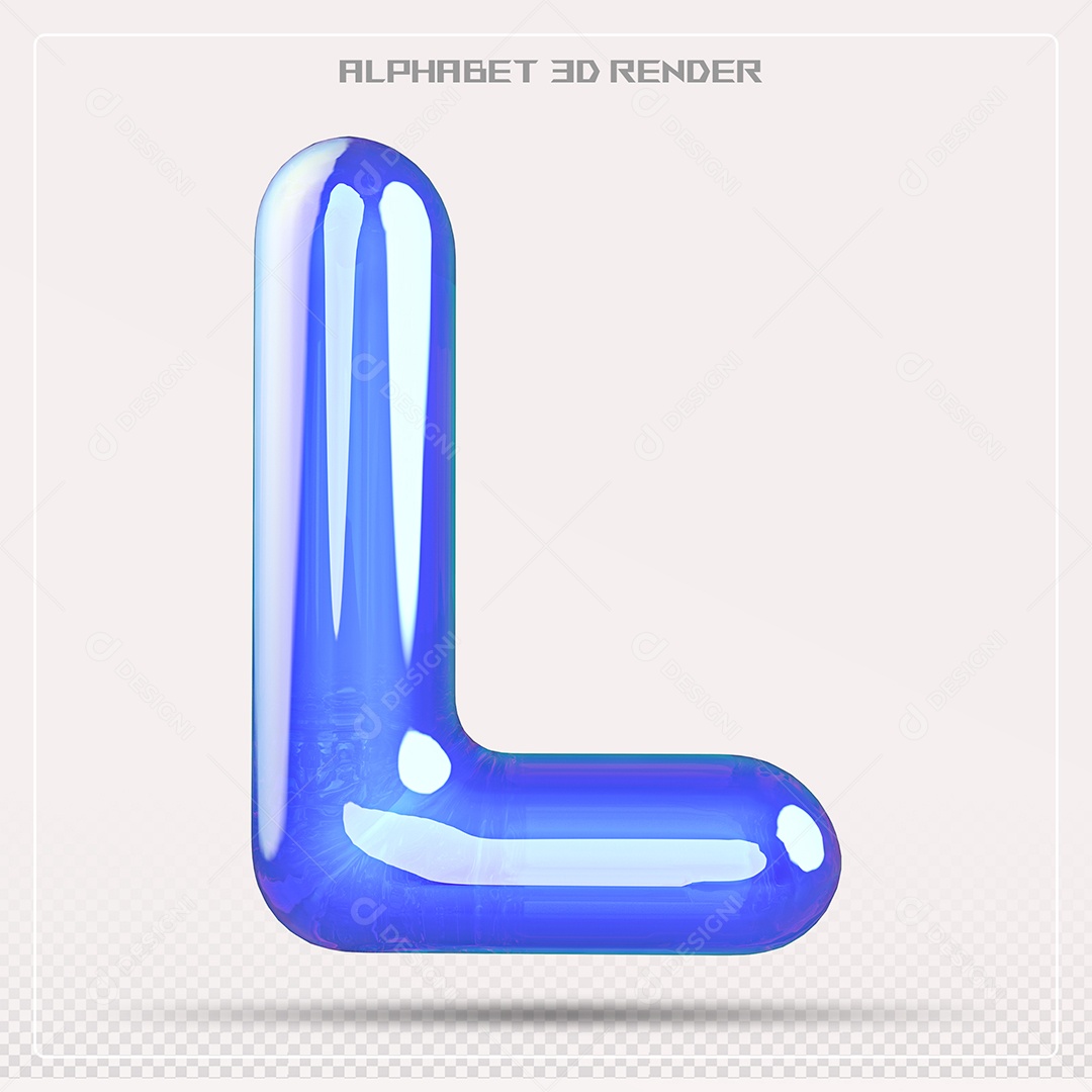 Alfabeto Letra L Azul Elemento 3D Para Composição PSD