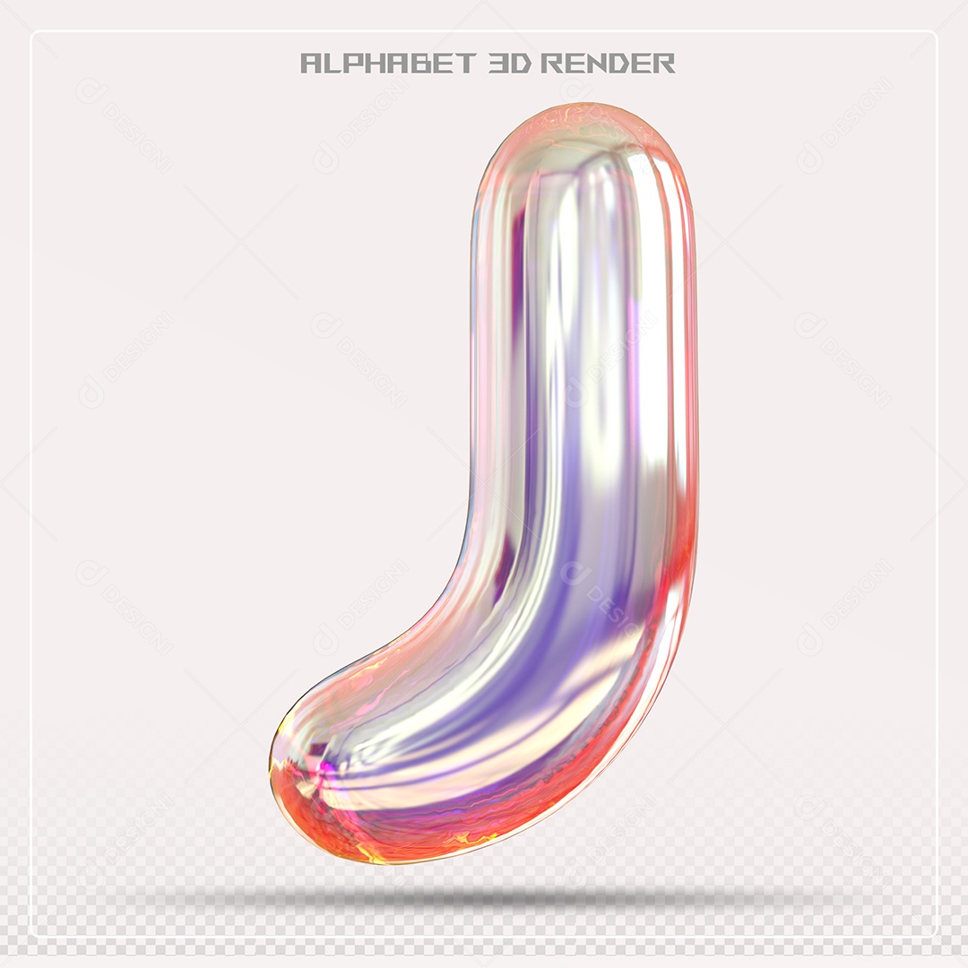 Alfabeto Letra J Azul Elemento 3D Para Composição PSD