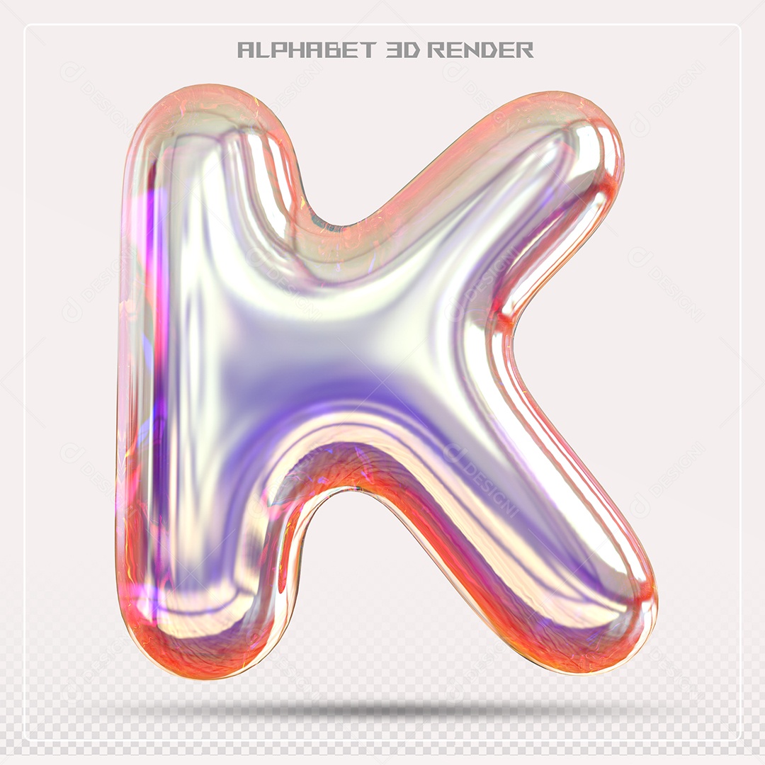 Alfabeto Letra K Colorido Elemento 3D Para Composição PSD