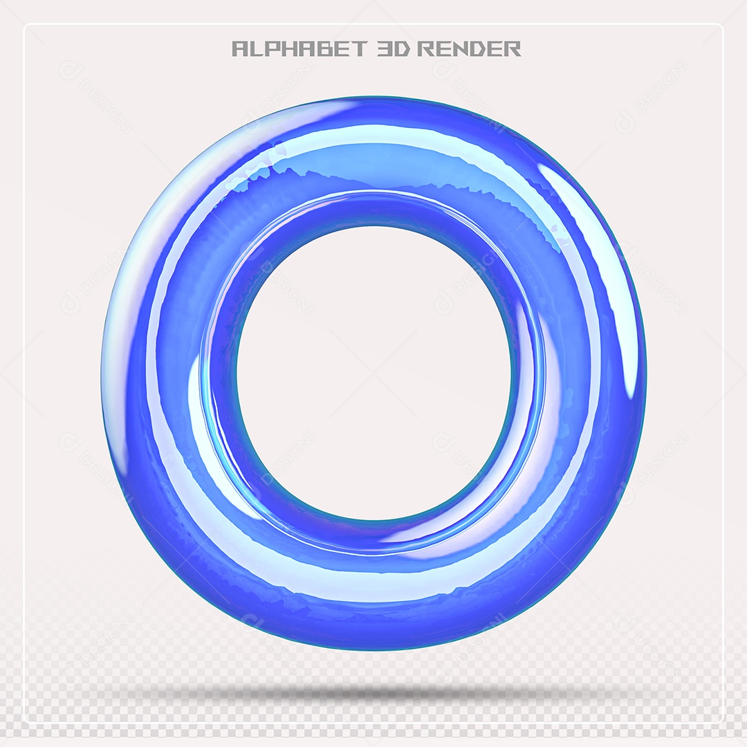 Alfabeto Letra O Azul Elemento 3D Para Composição PSD