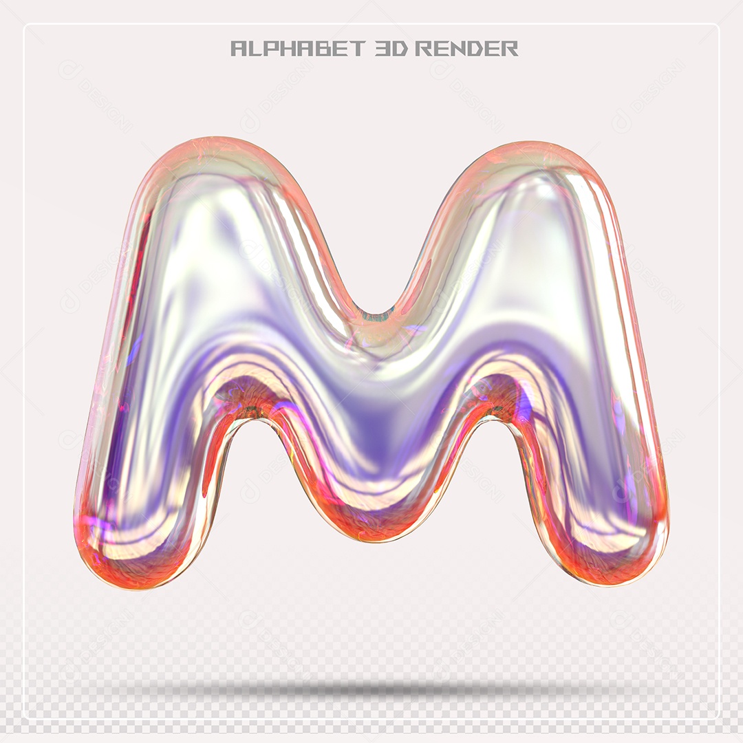 Alfabeto Letra M Colorido Elemento 3D Para Composição PSD