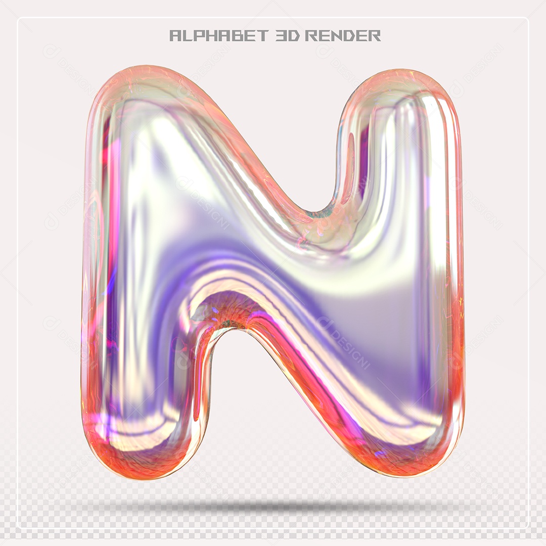 Alfabeto Letra N Colorido Elemento 3D Para Composição PSD