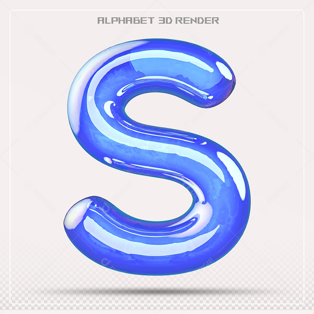 Alfabeto Letra S Azul Elemento 3D Para Composição PSD