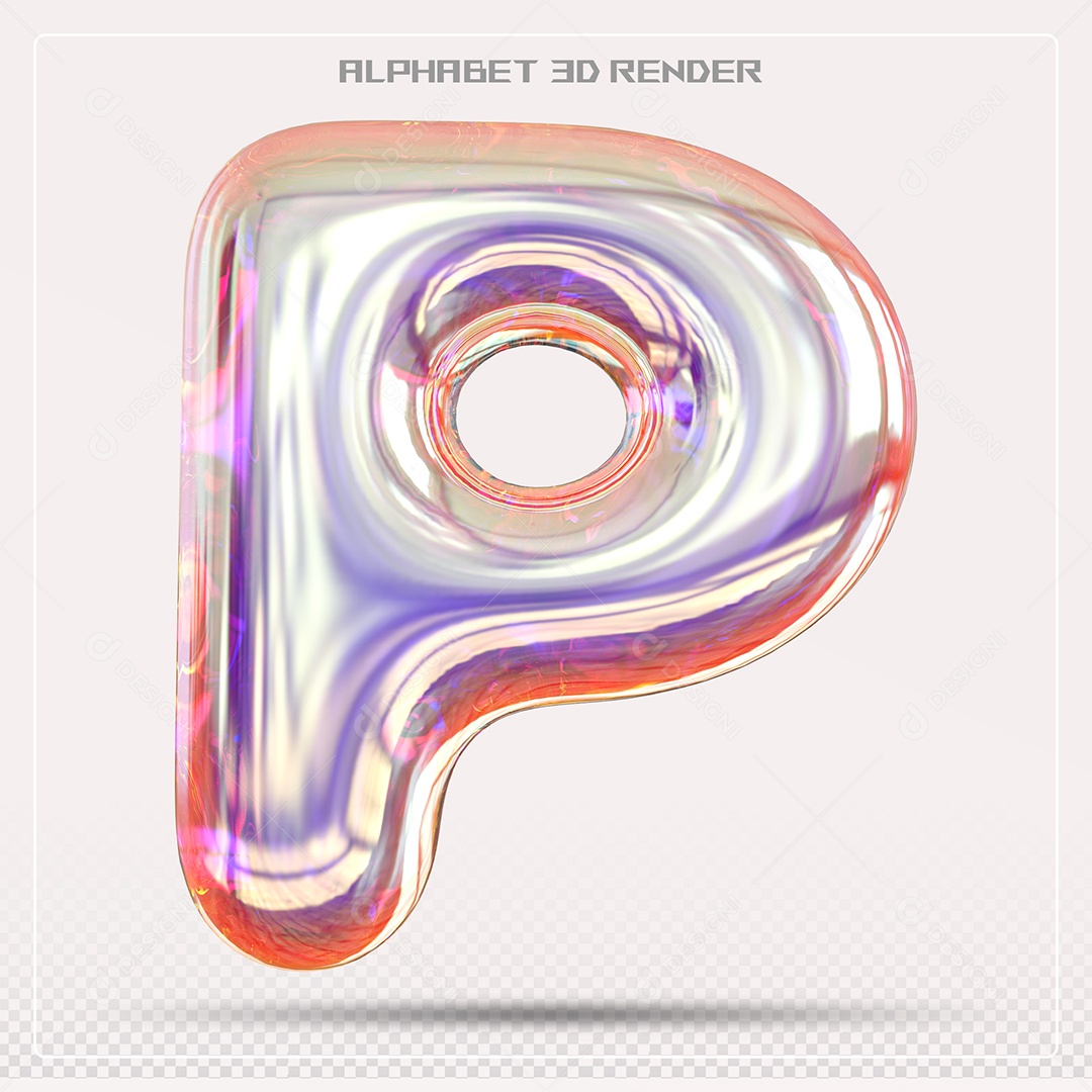 Alfabeto Letra P Colorido Elemento 3D Para Composição PSD