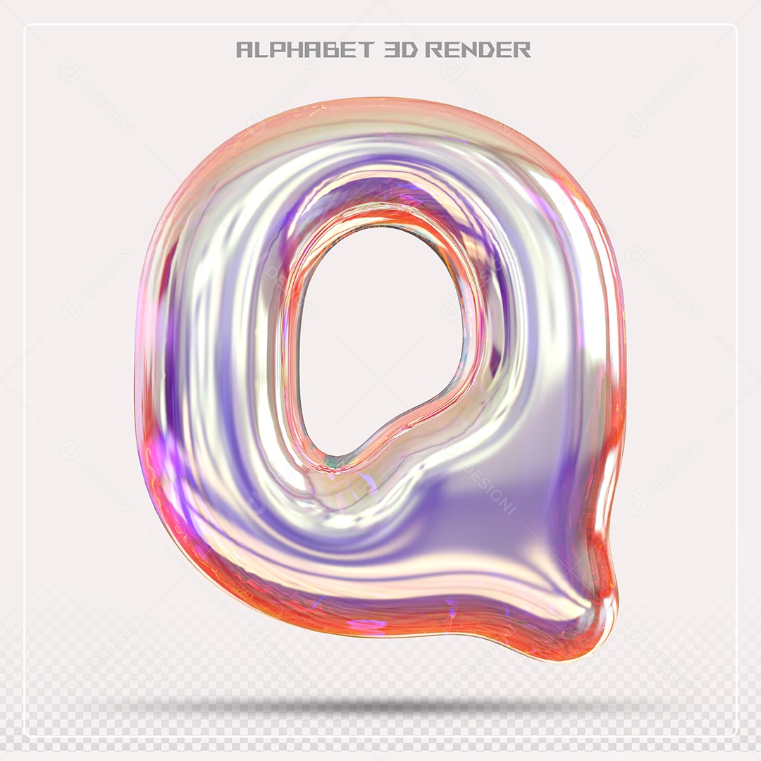 Alfabeto Letra Q Colorido Elemento 3D Para Composição PSD