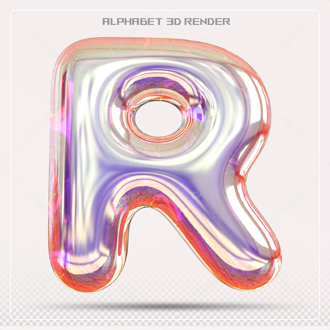 Alfabeto Letra R Colorido Elemento 3D Para Composição PSD