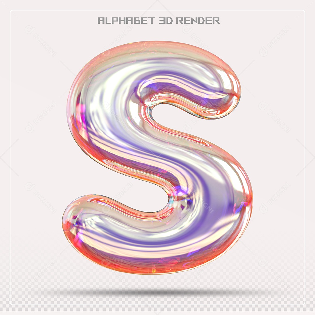 Alfabeto Letra S Colorido Elemento 3D Para Composição PSD