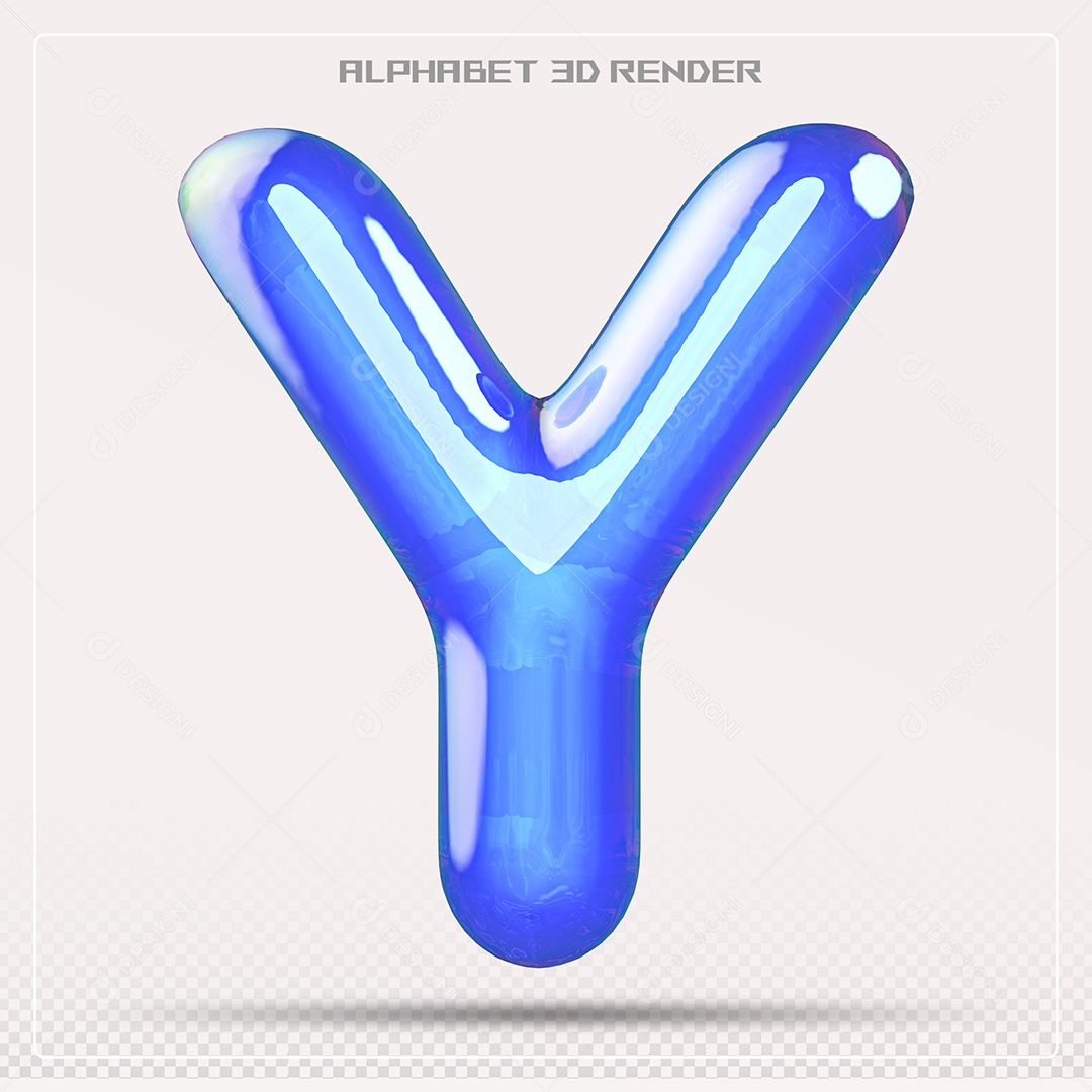 Alfabeto Letra Y Azul Elemento 3D Para Composição PSD