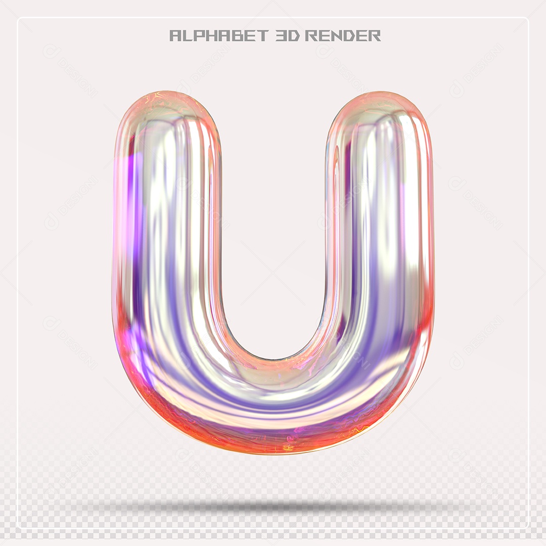 Alfabeto Letra U Colorido Elemento 3D Para Composição PSD