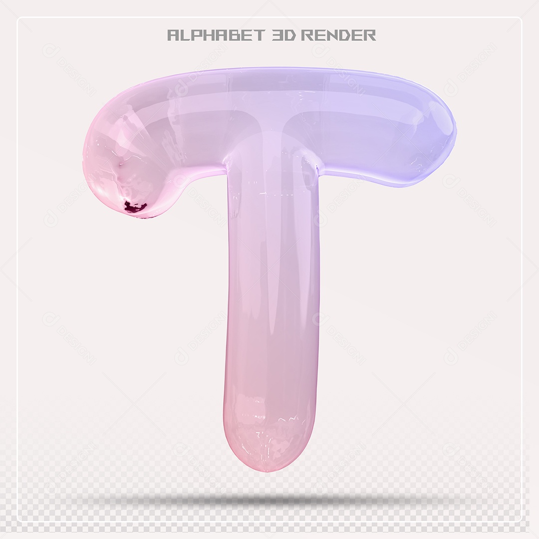 Alfabeto Letra T Colorido Elemento 3D Para Composição PSD
