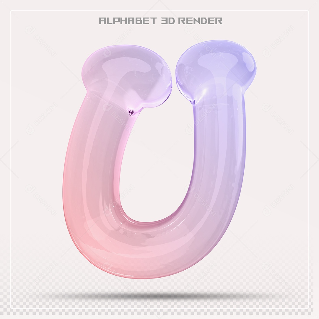 Alfabeto Letra U Colorido Elemento 3D Para Composição PSD