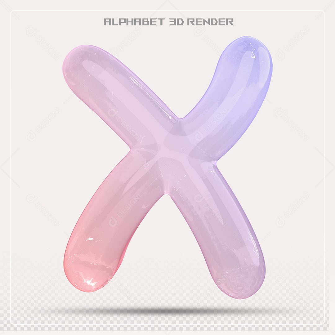 Alfabeto Letra X Colorido Elemento 3D Para Composição PSD