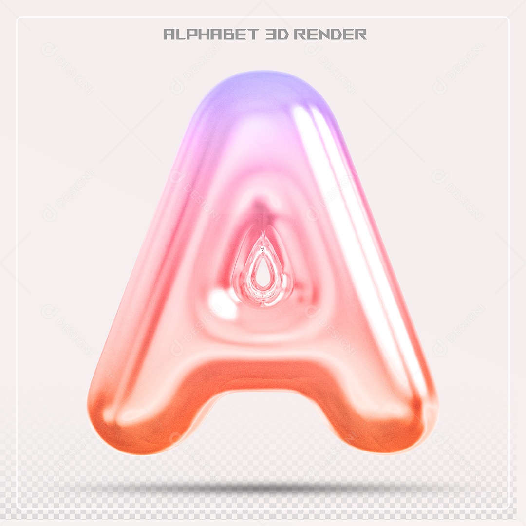 Alfabeto Letra A Colorido Elemento 3D Para Composição PSD