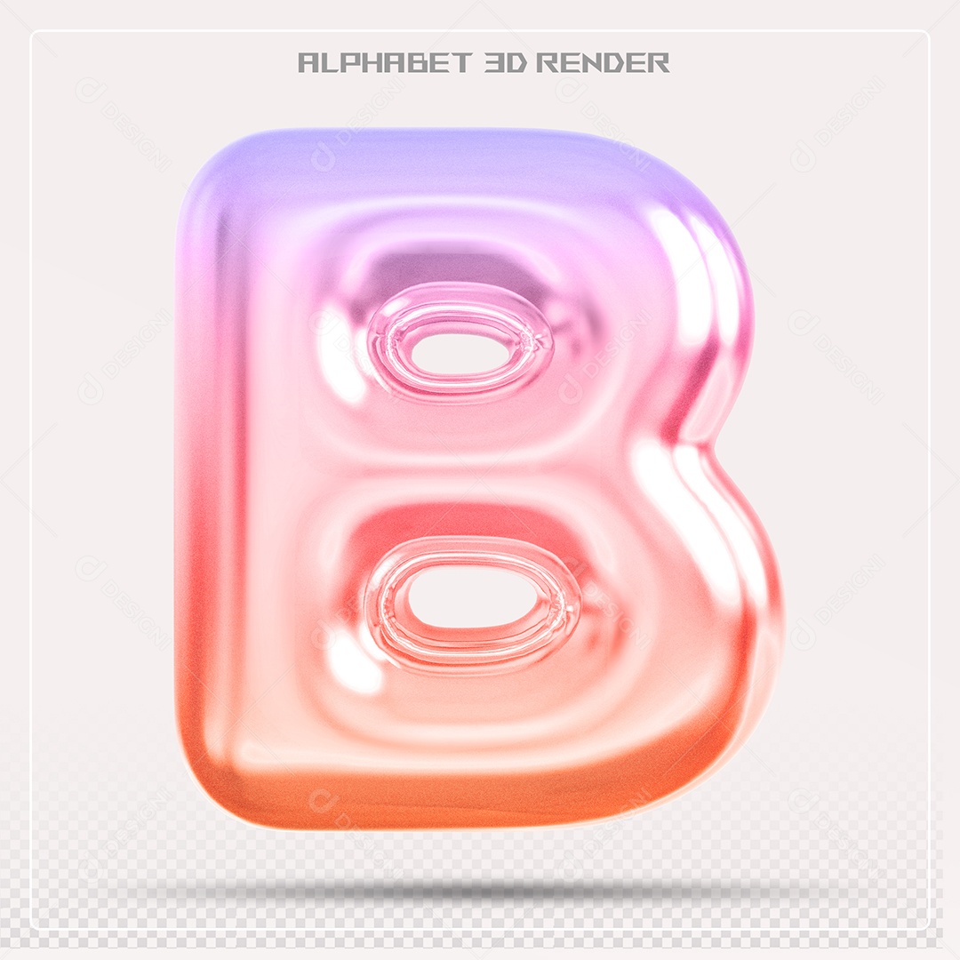 Alfabeto Letra B Colorido Elemento 3D Para Composição PSD