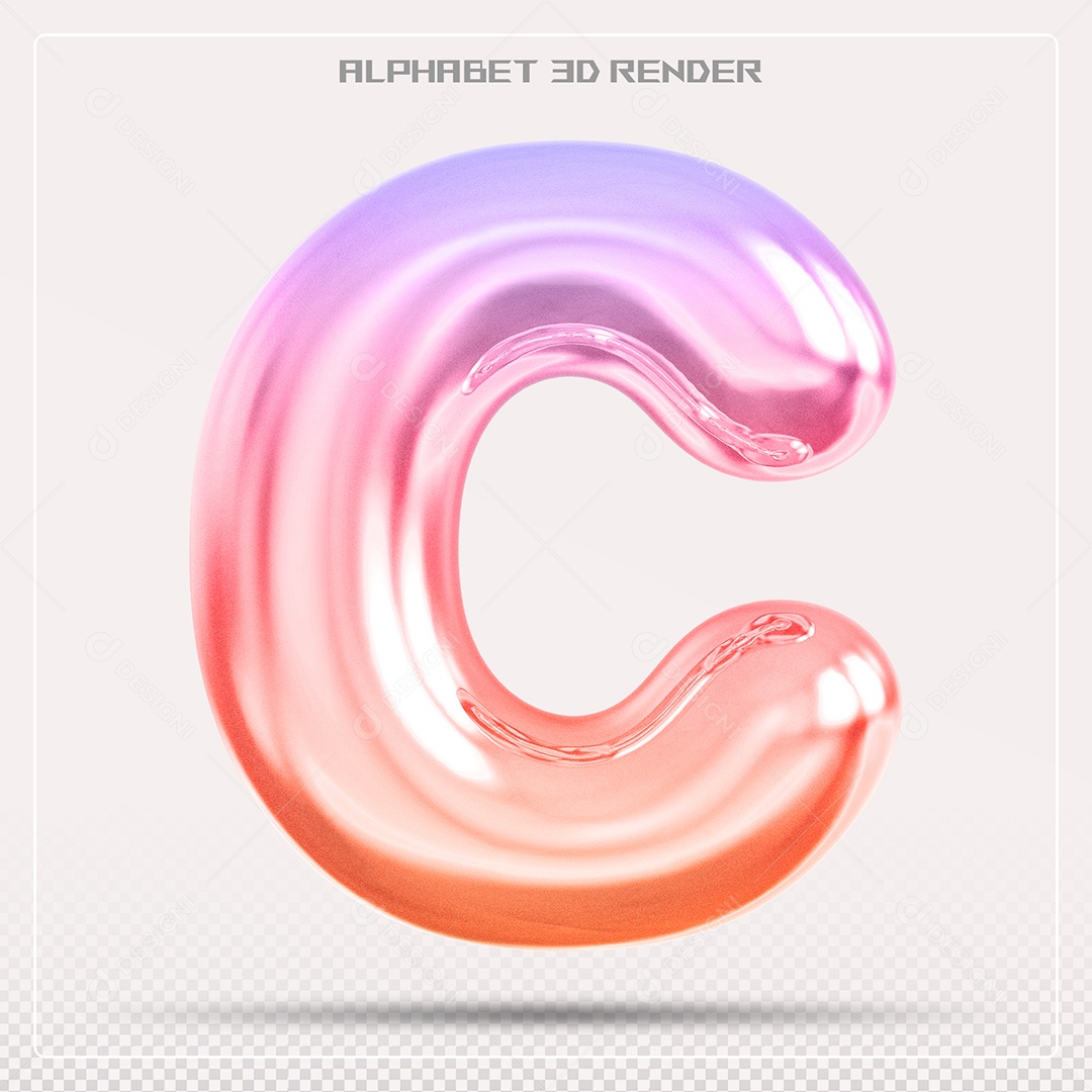 Alfabeto Letra C Colorido Elemento 3D Para Composição PSD