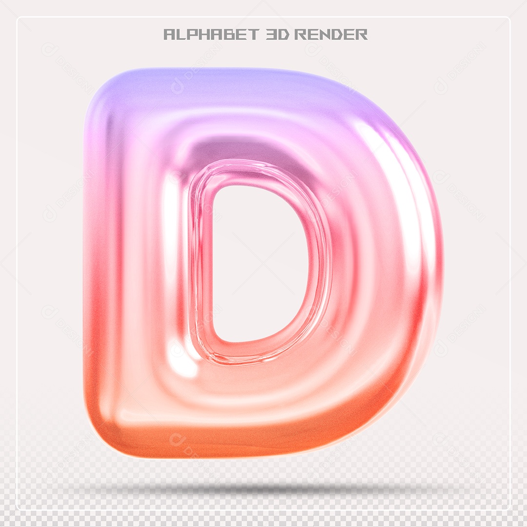 Alfabeto Letra D Colorido Elemento 3D Para Composição PSD
