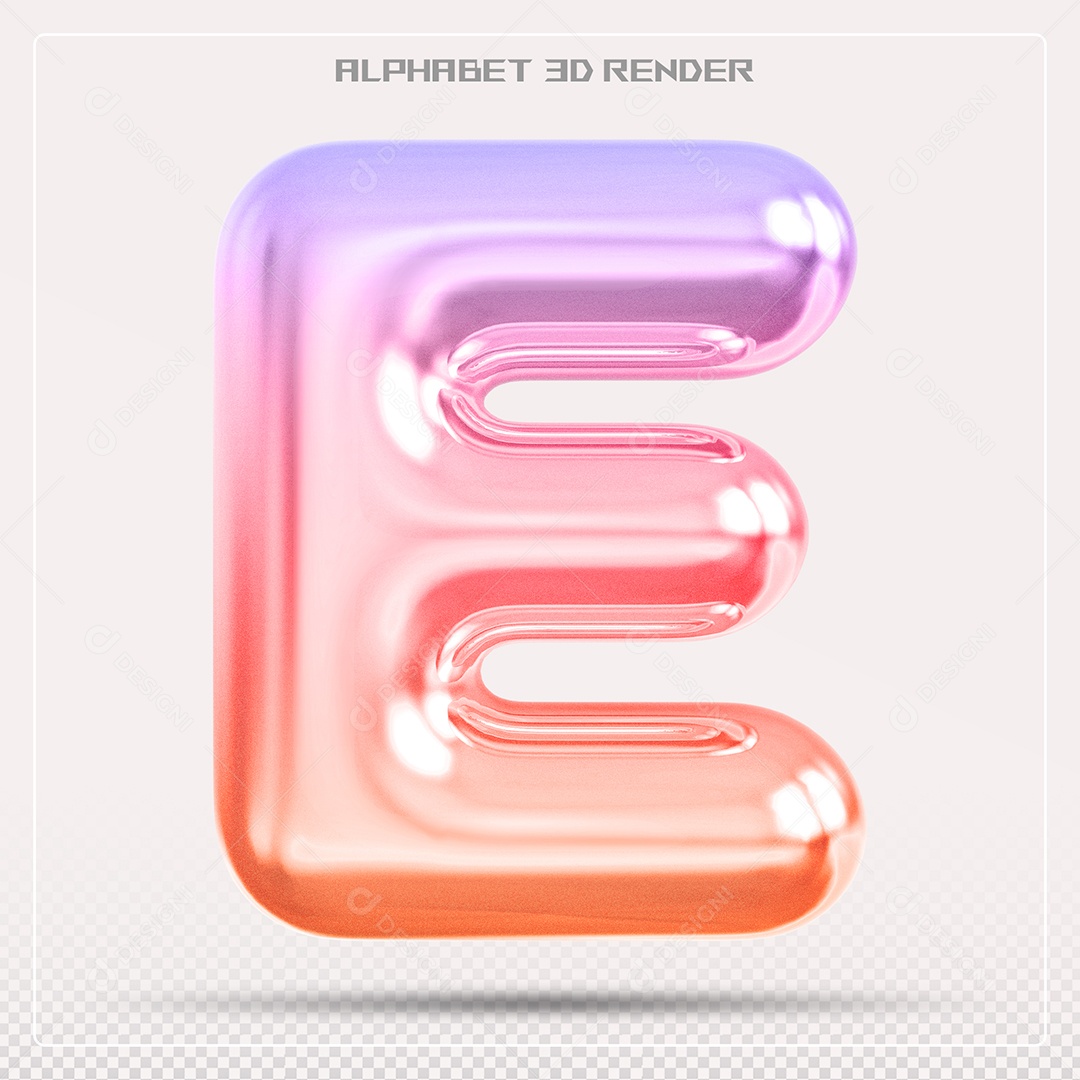 Alfabeto Letra E Colorido Elemento 3D Para Composição PSD