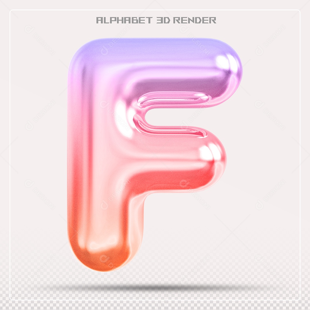 Alfabeto Letra F Colorido Elemento 3D Para Composição PSD