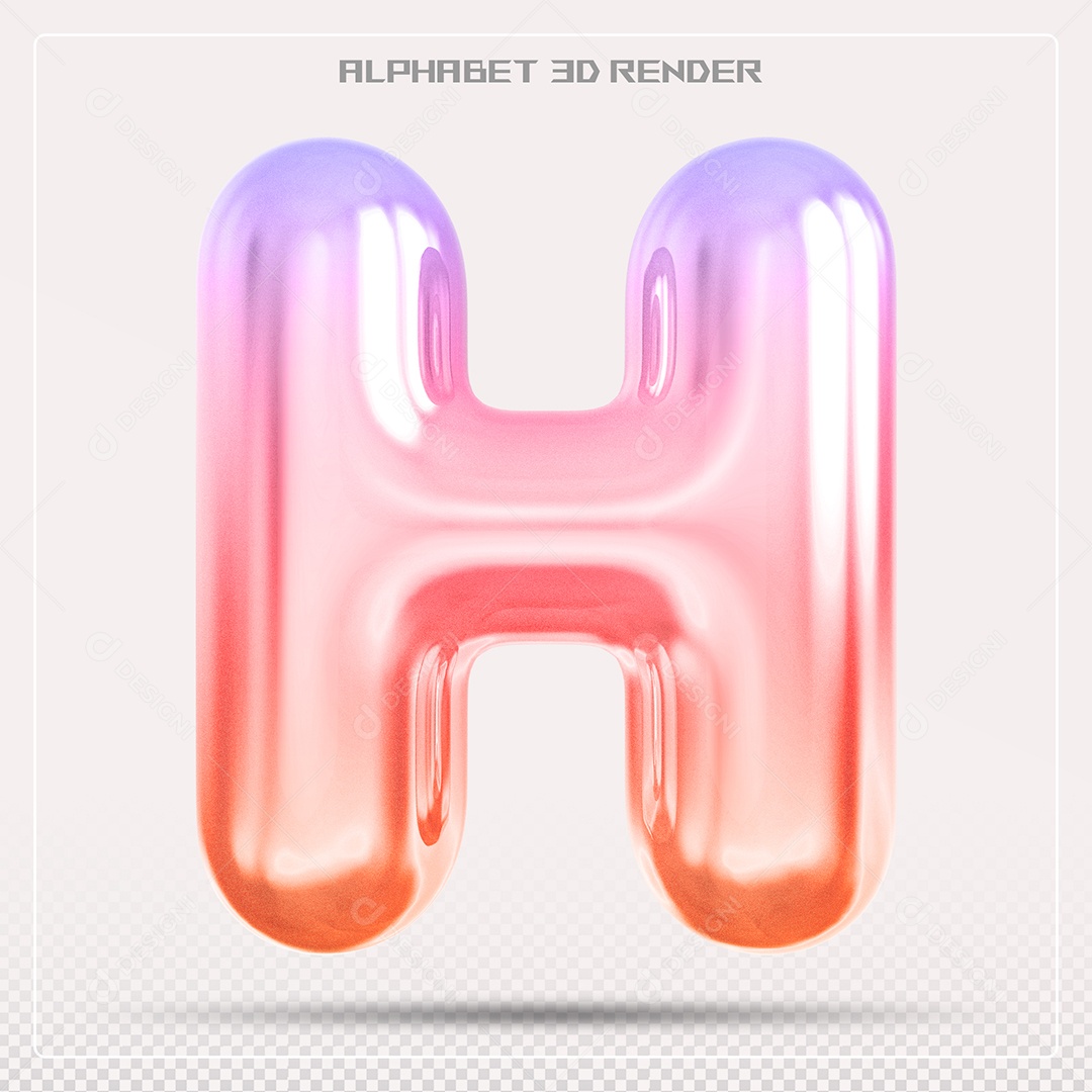 Alfabeto Letra H Colorido Elemento 3D Para Composição PSD