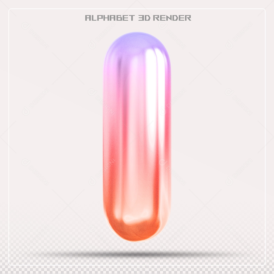 Alfabeto Letra I Colorido Elemento 3D Para Composição PSD
