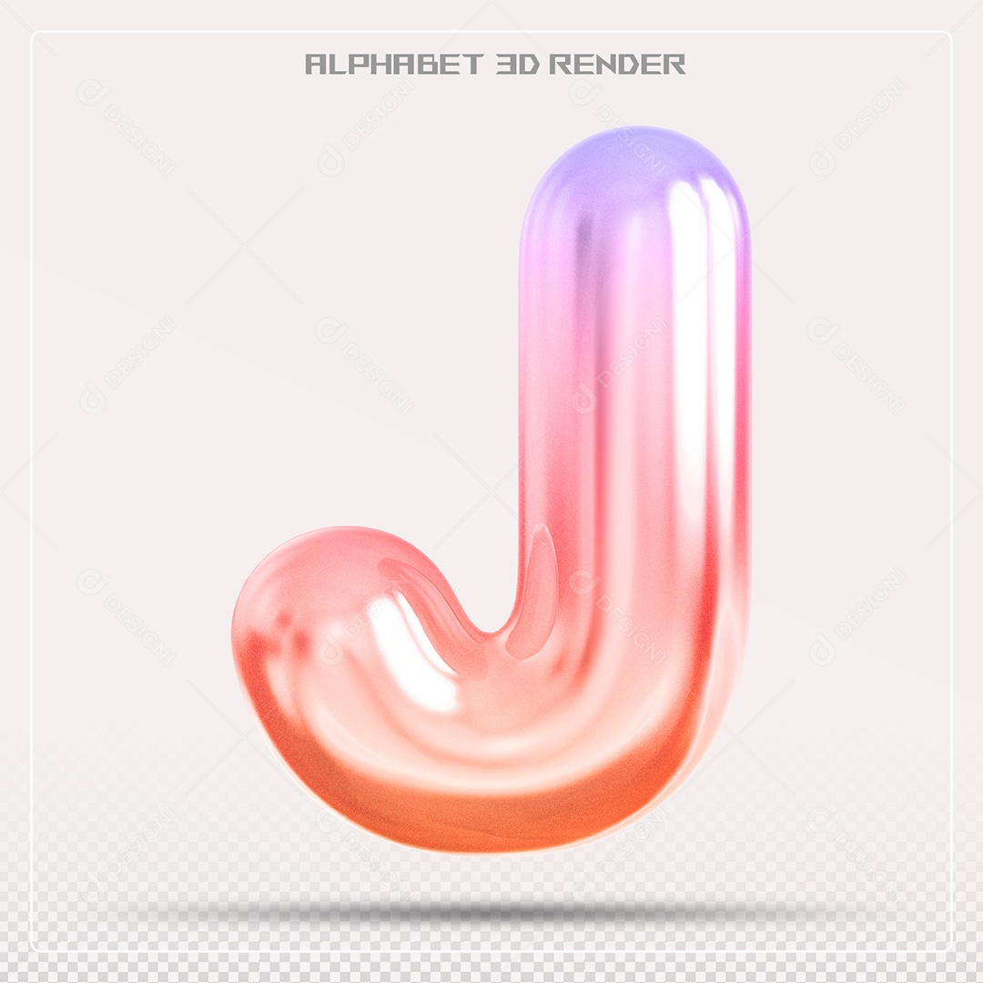 Alfabeto Letra J Colorido Elemento 3D Para Composição PSD