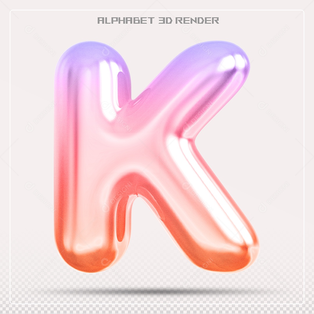 Alfabeto Letra K Colorido Elemento 3D Para Composição PSD