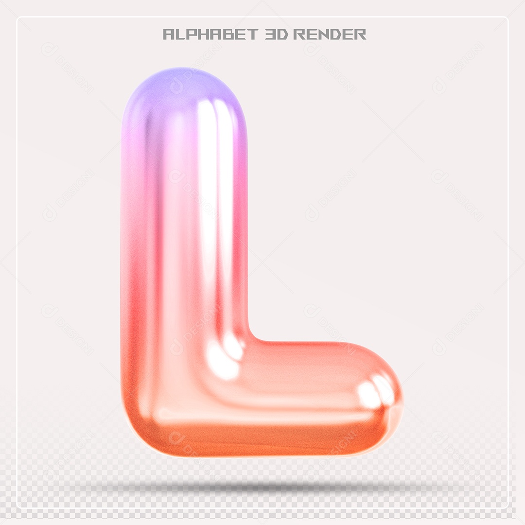 Alfabeto Letra L Colorido Elemento 3D Para Composição PSD