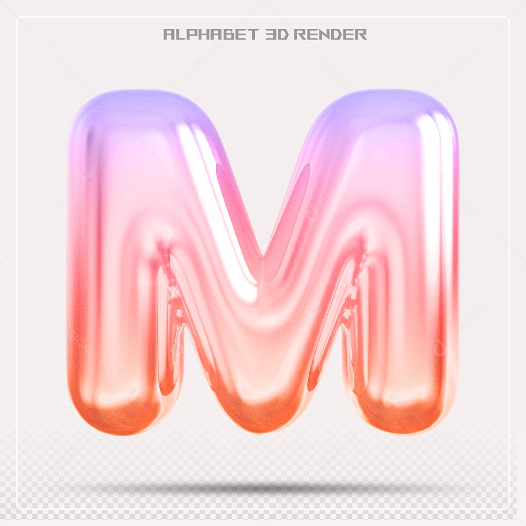 Alfabeto Letra M Colorido Elemento 3D Para Composição PSD