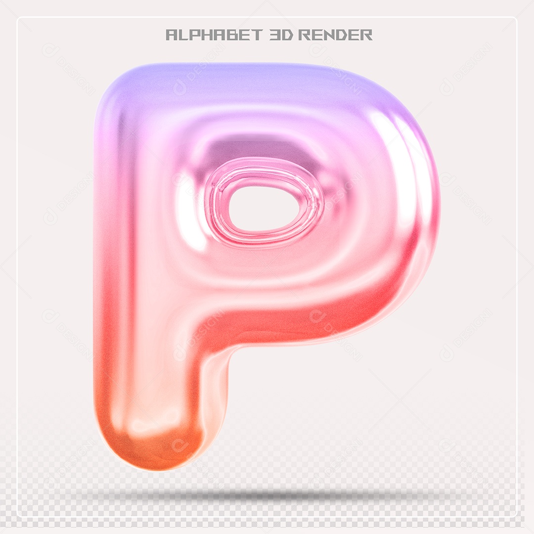 Alfabeto Letra P Colorido Elemento 3D Para Composição PSD