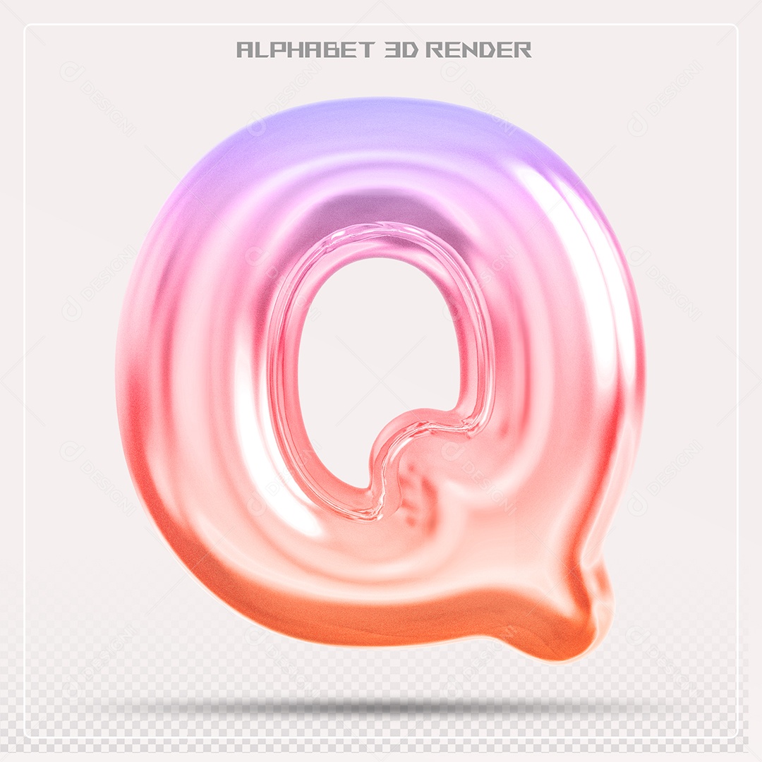 Alfabeto Letra Q Colorido Elemento 3D Para Composição PSD