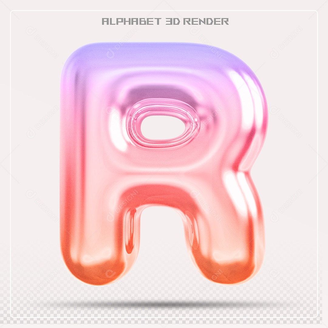 Alfabeto Letra R Colorido Elemento 3D Para Composição PSD