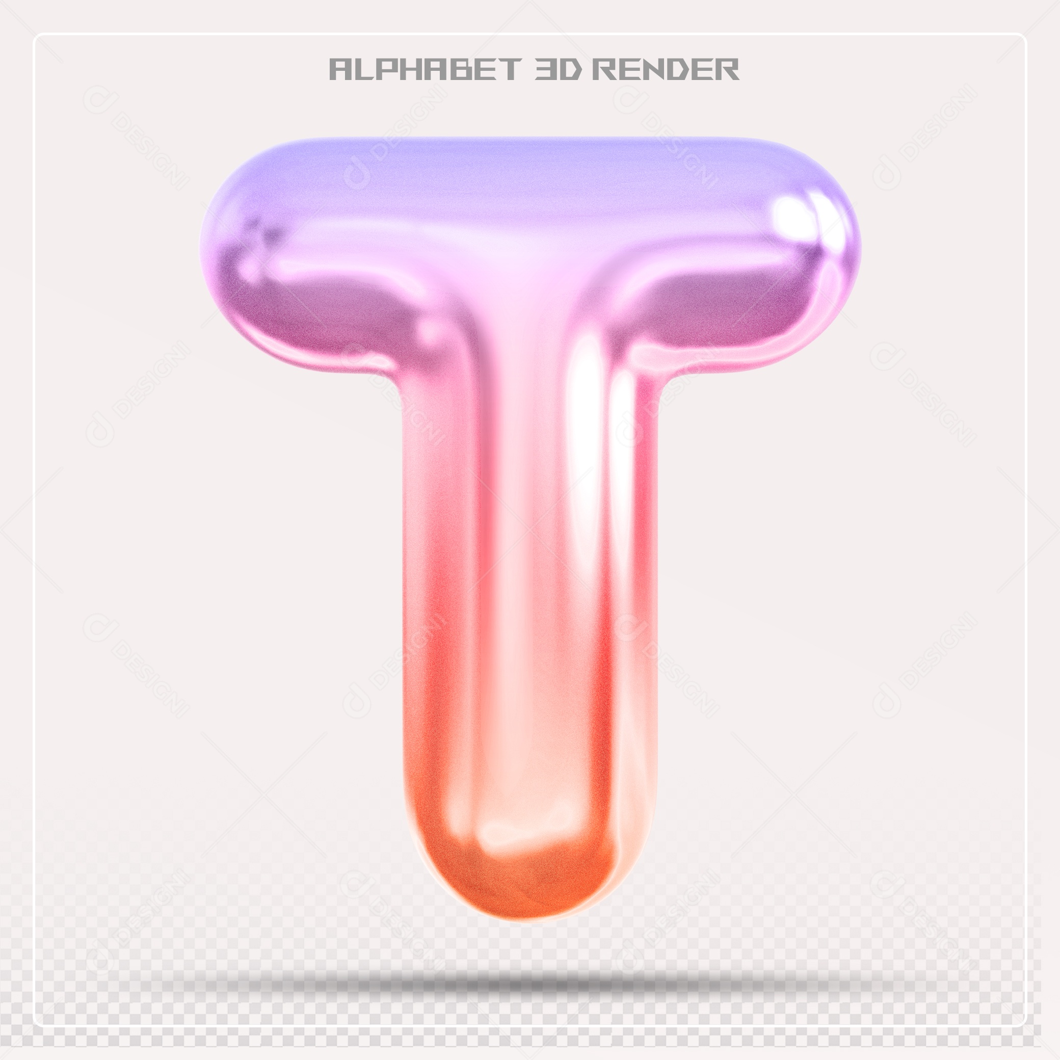 Alfabeto Letra T Colorido Elemento 3D Para Composição PSD