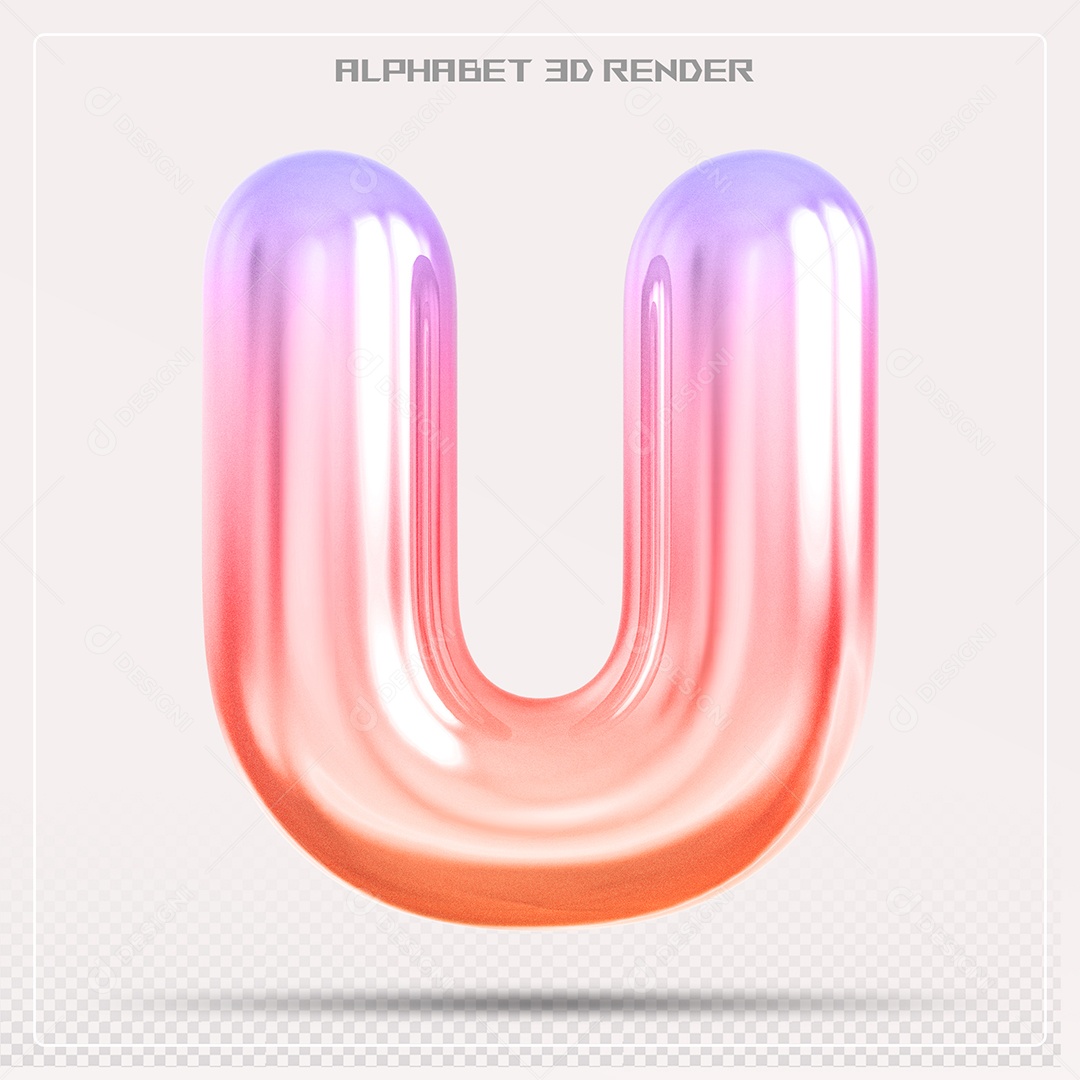 Alfabeto Letra U Colorido Elemento 3D Para Composição PSD