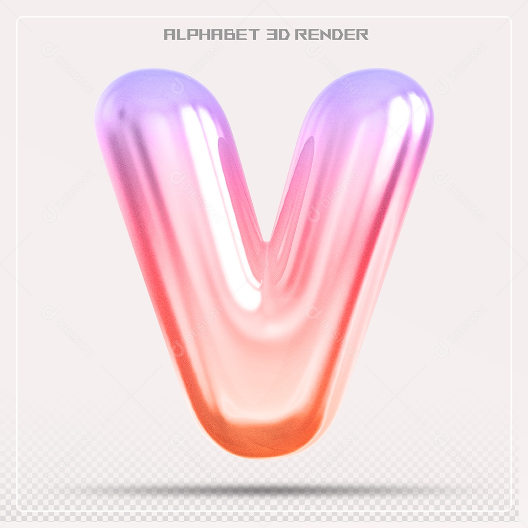 Alfabeto Letra V Colorido Elemento 3D Para Composição PSD