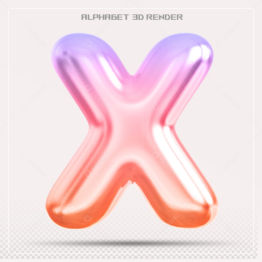 Alfabeto Letra X Colorido Elemento 3D Para Composição PSD