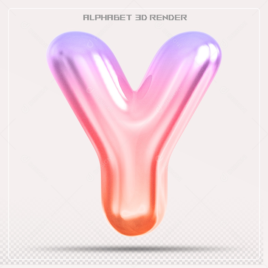 Alfabeto Letra Y Colorido Elemento 3D Para Composição PSD