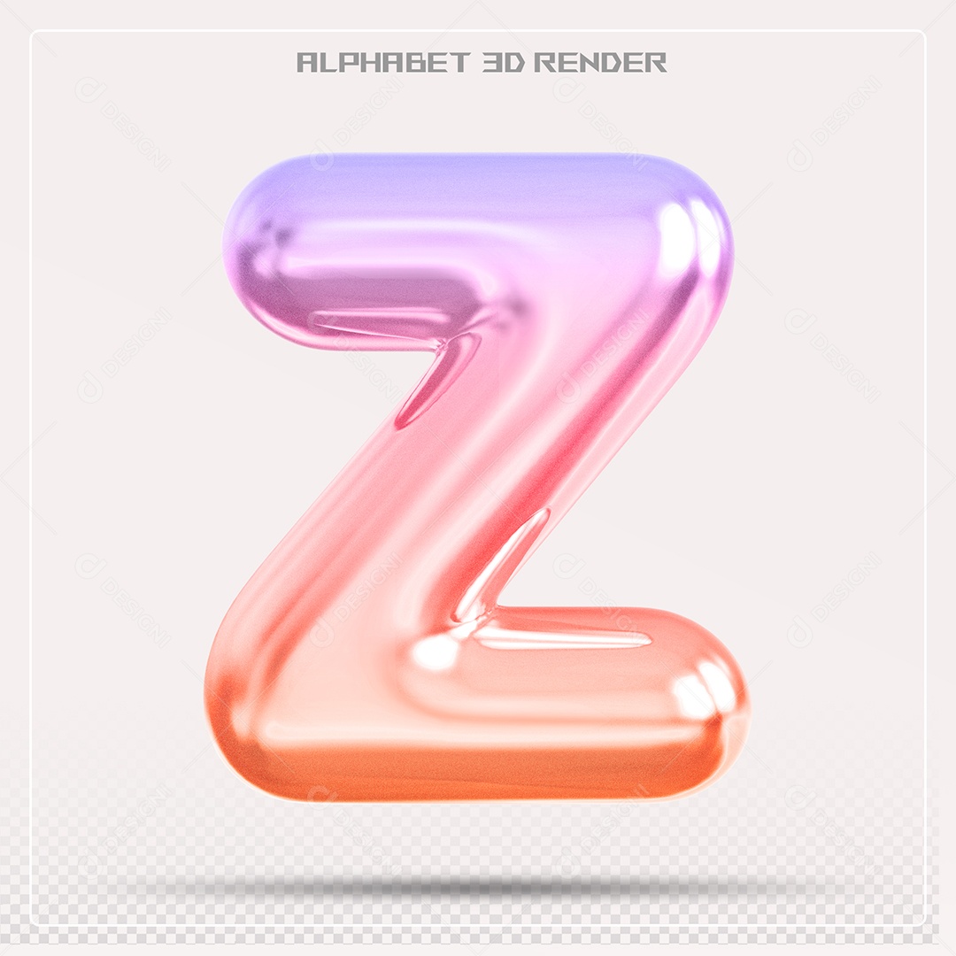 Alfabeto Letra Z Colorido Elemento 3D Para Composição PSD
