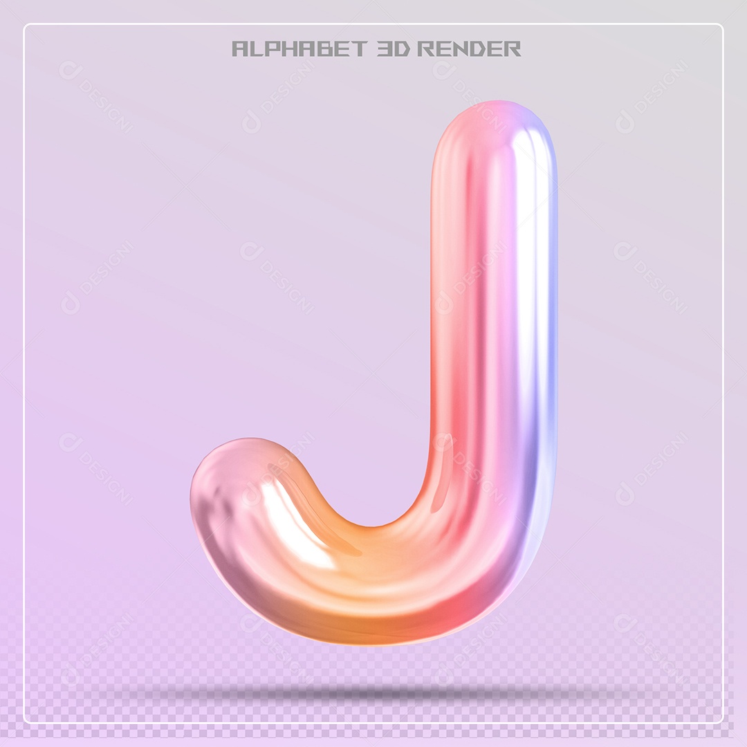 Alfabeto Letra J Colorido Elemento 3D Para Composição PSD
