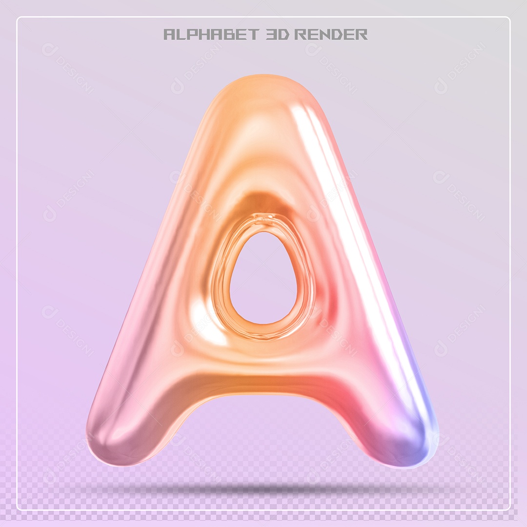 Alfabeto Letra A Colorido Elemento 3D Para Composição PSD