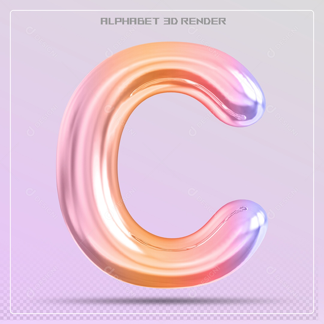 Alfabeto Letra C Colorido Elemento 3D Para Composição PSD