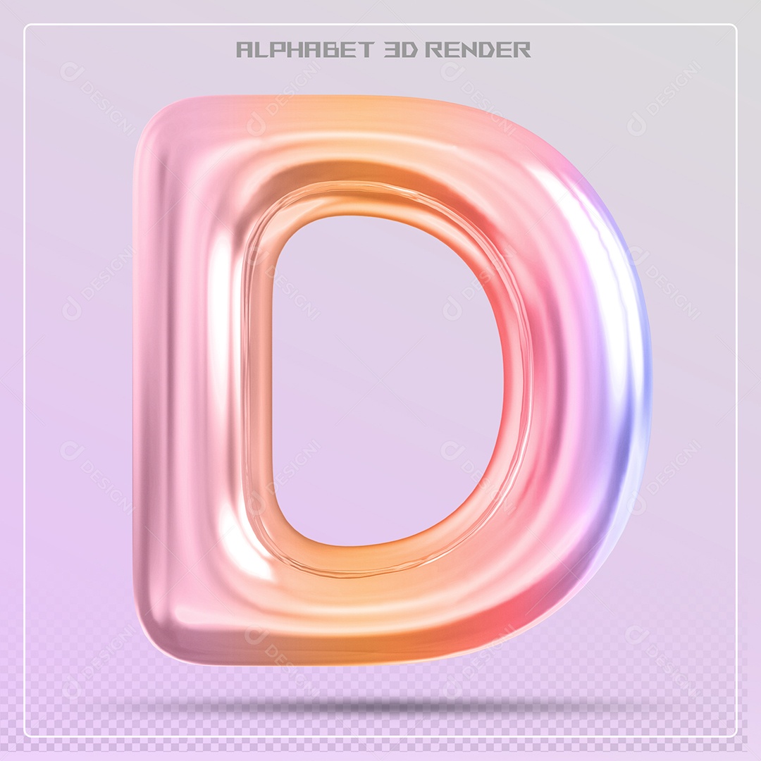 Alfabeto Letra D Colorido Elemento 3D Para Composição PSD